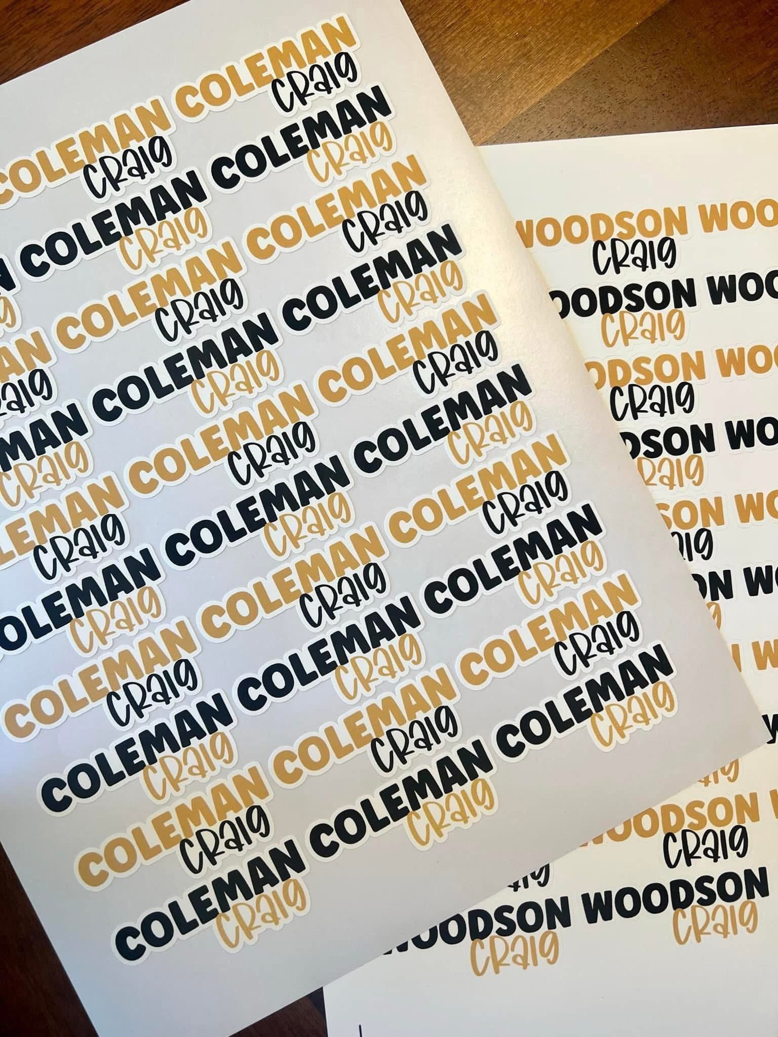 Water resistant name labels