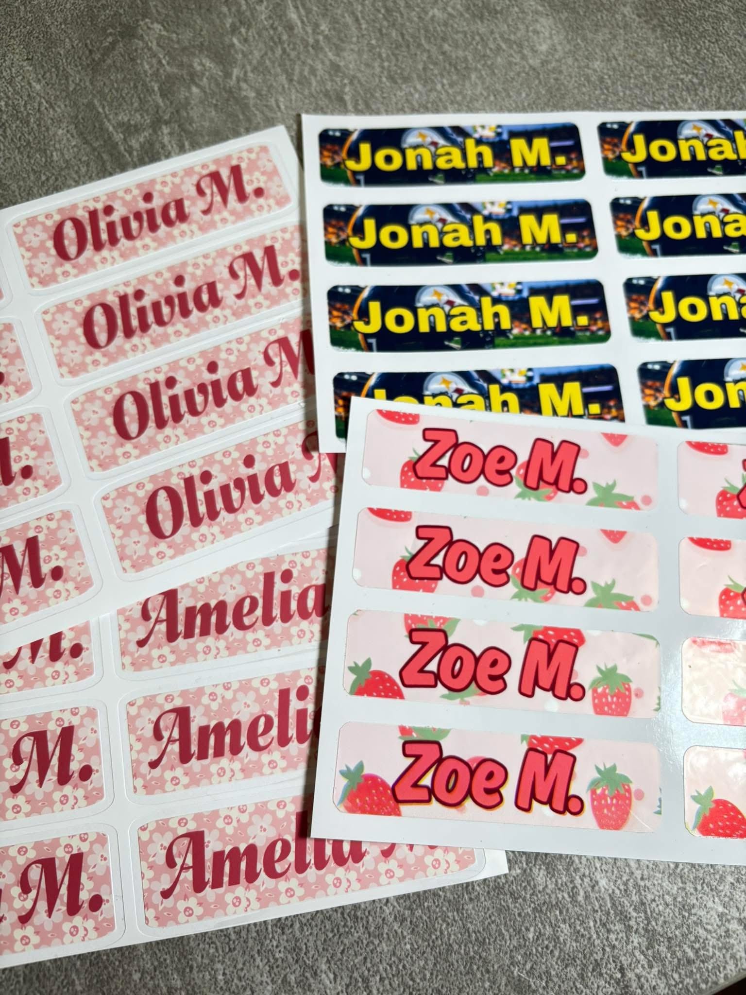 Water resistant name labels